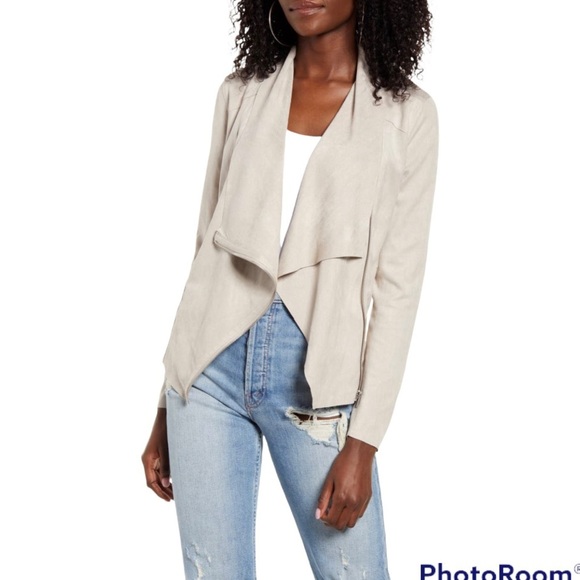 BLANK NYC Faux Suede Drape Jacket | Taupe | Medium - Picture 4 of 16